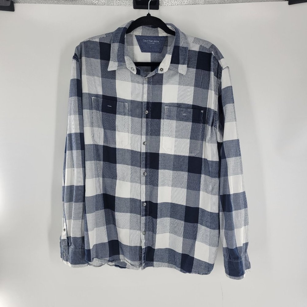 Calvin Klein Jeans Cotton Plaid Snap Button Up LS Shirt